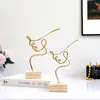 Objetos decorativos Estatuetas Nórdicas Home Decor Figura Ladies Face Abstract Sculptures Metal Art Black Gold Lines Handmade Ornaments Modern Room Decoration 230627