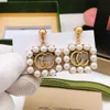 Classiques Rétro Boucles D'oreilles Designer Stud G double Boucle D'oreille De Luxe Charme Femmes Diamant bijoux Womam GGity Perle 6780