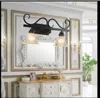 Wall Lamp Mirror Headlight Vintage American LED Bedroom Hall Corridor Iron Lamps Bathroom Light Glass Flower GY185