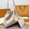 Borse a mano Borsa a secchiello Borsa da donna Tote Borse da spedizione Lettere di moda in vera pelle Portafoglio con cerniera staccabile Chiusura con coulisse Borsa a tracolla a catena