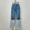 Jeans da donna Donna 2023 Primavera/Estate Rete INS Rosso Design con cinturino di giunzione personalizzato Con vernice delicata Lavaggio a contrasto