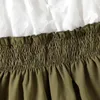 Kız Çocuk Elbiseleri PatPat Kid Kız 3D Çiçek Tasarım Büzgülü Ekleme Kare Yaka File Uzun kollu Elbise 230626