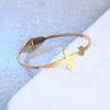 Bangle Croce Bracciale In Acciaio Inossidabile Lucido Da Donna Semplice Elegante In Titanio A Forma Di Cuore Dorato