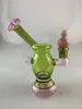 Glass pipes green with pink recycler rig 14mm welcome to place an order