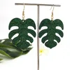 Kolczyki Dangle Tropical Monstera liść drewniany kolczyk hawajski glowforge bohemia polinezyjska biżuteria tonga