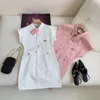 Basic & Casual Dresses Designer 2023 Summer New Girls' Style Simple, Fashionable, Sweet, Reduced Age Beaded Letter Denim Dress 7CN8