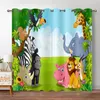 Cortinas Safari Animales Cortina de Ventana Dibujos Animados Selva Bosque Impresión Cortinas Decoración del hogar Cortinas para bebés niños Dormitorio Sala de Estar 2 Piezas