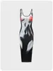 Casual Dresses Xiktop 3D Body Printing Sexy Suspender Backless Dress Street Asymmetric High Slit Club Y2k Clothing In 2023.