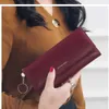 Fermasoldi Moda Vino Rosso Portafoglio Donna Nappa Tripla Pieghevole Donna Lunga Borsa Frizione PU Pelle Soft Cover Hasp Portamonete PortamoneteHKD230627