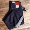 Casual primaire kleur tannine rood oor jeans mannen desizing Indigo losse rechte jeans broek tij