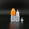 ロット100 PCS 3 mlのプラスチック製のドロッパーボトル付きセーフキャップ付きのヒント蒸気は、e cigのために絞ることができます。