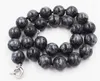 Chaînes Labradorite Ronde 8/10/12mm Noir Collier 18 pouces Gros Perles Nature Femme