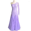 Vêtements de scène violet robe de bal femmes élégant valse danse Performance Costume longues robes de Tango tenue de danse moderne JL4241