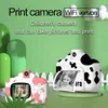 Fotocamere giocattolo Fotocamera per stampa istantanea per bambini Stampante per carta termica Cartoon Cow Wireless WIFI Video 1080P 4K HD Bambino digitale 230626