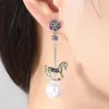 Studörhängen zlxgirl smycken koreansk stil pärla koppar hästform lång örhänge perfekt kvinnors bröllop brudtillbehör
