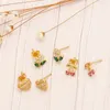 Stud Earrings Shining Zircon Flower Fashion Simple Delicate Heart Cherry For Women Girls Jewelry Gift