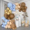 Cintres Racks Café Marron Ballon Garland Arch Kit Enfants 1er Joyeux Anniversaire Fête Ours Thème Latex Abricot Ballons Décorations De Douche De Bébé x0710