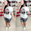 Lässige Damen-Trainingsanzüge, modische Sommer-Shorts, Damen-Sporthosen, 2-teiliges Set, T-Shirt mit Lippendruck, Kurzarm-Outfits, Übergröße S-XXL