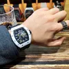 r i c h a r d 럭셔리 기계공 남성 스포츠 손목 시계 시계 시계 날짜 흰색 디자이너 세라믹 시계 레저 맞춤형 자동 기계식 캘린더 테이프 테이프
