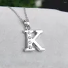 Pendant Necklaces Letter K Glittering And Charming Crystal Initials Jewelry Silver Color Necklace For Teacher Student Children Women Men