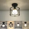 Plafondverlichting LED Down Light Iron Flush Mount Retro vierkante hanglamp E27 White Walkway Kitchen Home Decor Armatuur