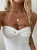 Women's T-Shirt Knitted Y2k Tube Corset Crop Top Women Summer Strapless Camis Backless Off Shoulder Tank Top 2022 Bustier Vintage White Yuqung J230627