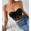 Débardeurs pour femmes Y2k haut caraco sans manches épaules dénudées velours mode Sexy Corset Crop gilet femme sous-vêtements dos nu Bustier haut