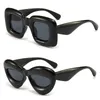 2 Stuks Leuke Cat Eye + Vierkante Opgeblazen Zonnebril Voor Vrouwen Mannen Trendy Chunky Bril Retro Dik Frame Grappig masker Shades