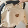 Diaper Bags Embroidery Bear Mom Bag Diaper Bag pram baby Stroller Bags Organizer Multifunctional Nappy Nursing Mommy Travel Makeup Pouch 230626