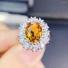 Cluster Rings Natural Real Yellow Citrine Luxury Ring 8 10mm 2.4ct Gemstone 925 Sterling Silver Fine Jewelry Women J215264