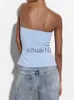 Damen T-Shirt Tube Top Frauen Blassblaues Korsett Crop Top Frau Sexy Off Shoulder Bustier Tops für Frauen 2023 Sommer rückenfreie geraffte Tops weiblich J230627