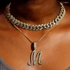 Kedjor Shine Crystal Cursive Letters Inledande halsband för kvinnor guld silver färg metall rep kedja mode personlighet smycken