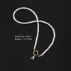 Colliers de perles Vintage pavé cubique 26 lettre initiale femmes collier classique 4mm Imitation perle pour bijoux cadeau 230613