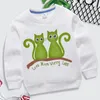 T shirts Love More Worry Less Cartoon Two Cats on The Branch Print Children's Clothing Girls 2 14y Casual Multicolor Hoodies Sweatshirts 230627