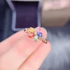 Klusterringar Fina smycken 925 Sterling Silver Inset With Natural Gem Women's Trendy Flower Color Sapphire Justerbar Ring Support Det