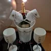 Wine Party White Champagne Coupes Zestawy koktajlu szampana Flety Puchat kubek kubek galwaniczne plastikowe kubki