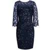 Plus Size Dress for Women Autumn Elegant Sequin Evening Party Dress Ladies Long Sleeve Casual Dres Clothing 4XL 5XL 220526