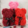 Fleurs séchées 25 cm ours en peluche coeur fleur artificielle Rose Saint Valentin cadeau mariage décoration fait à la main Rose année noël décor à la maison 230627
