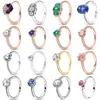 Кольцо из стерлингового серебра 925 пробы, новое модное женское кольцо, темно-фиолетовые цветы в форме диска и кольцо с кристаллами в форме сердца, подходит для оригинальной Пандоры, специальный подарок для женщин