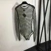 23SS Women Designer Kąpiec Kącik Bikini Szybkie odzież pływakowa błyszcząca gorąca siatka Hot Wiertło wydrążone Body Bodysuit z długim rękawem Ubrania A1