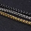 Link Bracelets Trendy Stainless Steel Twist Chain For Men Gold Black Silver Color Fold Over Clasp Banlge Punk Party Jewelry