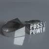 バンドリングパンクスタイルメンズリング刻印「PUSSY POWER」シルバーカラーファッションリングヒップホップジュエリー誕生日パーティー指アクセサリー x0625