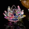 Decorative Objects Figurines 80 mm Feng shui Quartz Crystal Lotus Flower Crafts Glass Paperweight Ornaments Figurines Home Wedding Party Decor Gifts Souvenir