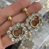 Boucles d'oreilles classiques Designer Stud G double boucle d'oreille Charme de luxe Femmes Bijoux en diamant Womam GGity Pearl 32534