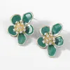 Fashion Metal Dripping Acrylic Flower Earrings Women's Cute Exaggerated Stud Earrings Party Accessories