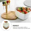 Dinnerware Sets Tray Salad Bowl Elegant Ceramic Fruit Appetizer 16X16CM Household Kitchen Wooden Baby