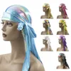 Береты Durag At Solid Color Long Tail Braid Pirate Hat Искусственный шелк Tam-O'-Shanter Toque Factory Прямые продажи