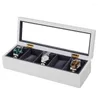 Uhrenboxen Hüllen 5-stellige mattweiße Farbe Holz Schmuckschatulle Fall für Handgelenk Geschenk Geschenk Display Aufbewahrungsorganisator Deli22