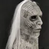 Máscaras de festa cosmask cabelo branco halloween máscara de látex rei da noite halloween realista assustador cosplay fantasia máscara de festa de látex 230626