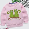 T shirts Love More Worry Less Cartoon Two Cats on The Branch Print Children's Clothing Girls 2 14y Casual Multicolor Hoodies Sweatshirts 230627